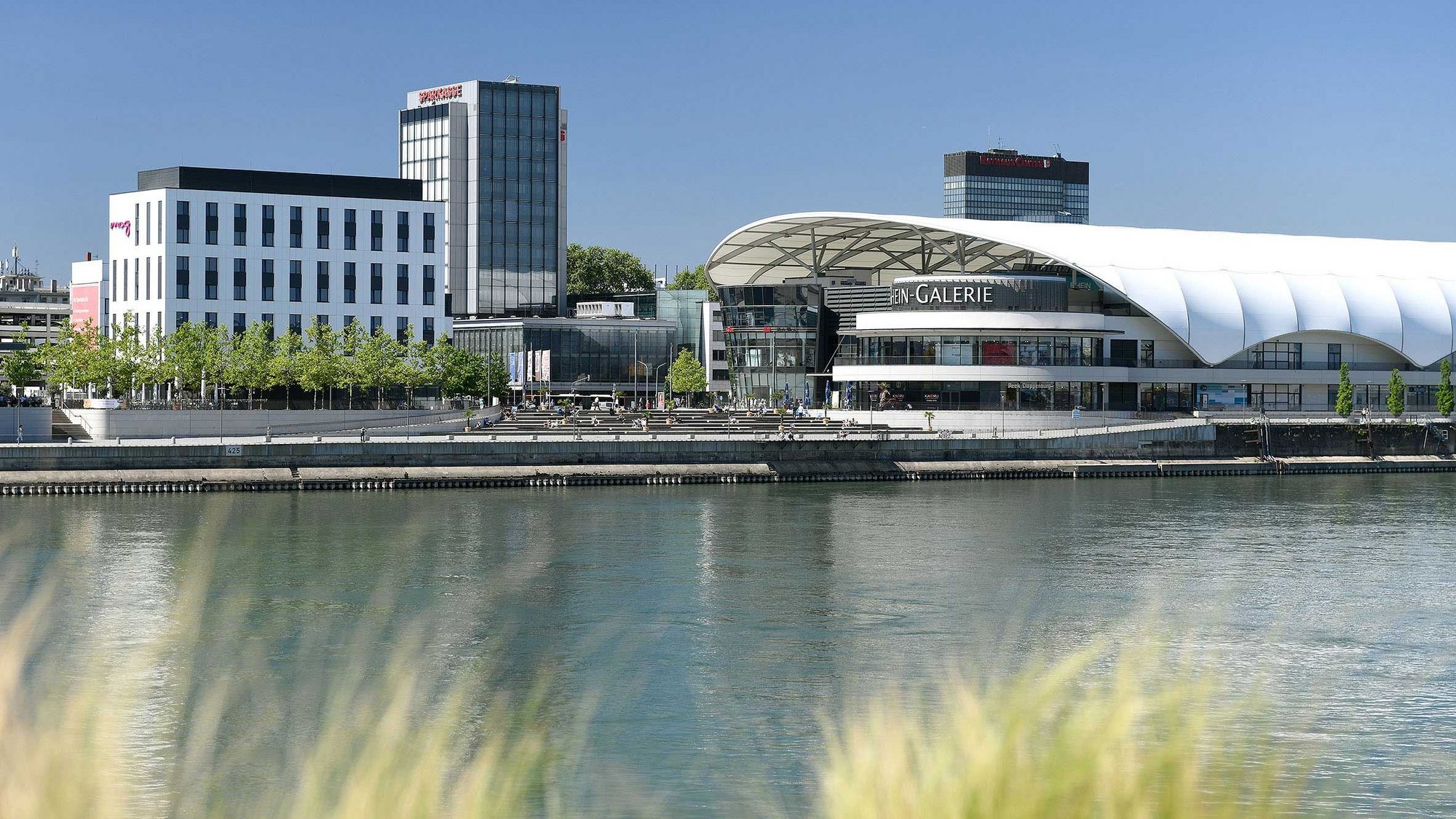 Blick auf das Rheinufer Ludwigshafen